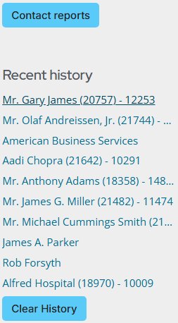 Contact Reports and Recent History